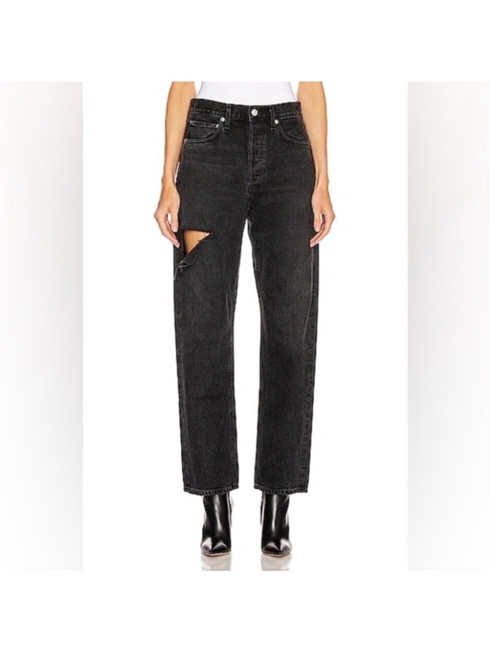 AGOLDE 90s Jean Black Distressed Straight-Leg Jeans